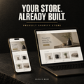 Prebuilt high-ticket Shopify store shown on a phone and laptop, Menace Made